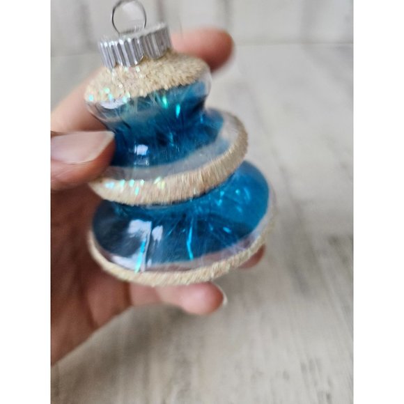 Radko tree tinsel glitter blue vintage ornament glass Xmas tree - Picture 6 of 9